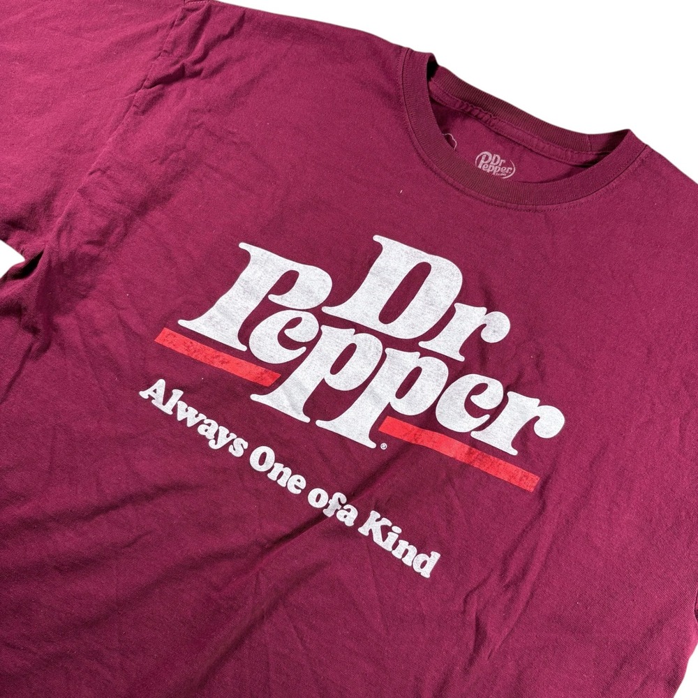 Dr Pepper Graphic T-Shirt Mens XL Maroon "Always One of a Kind" Short Sleeve Tee
